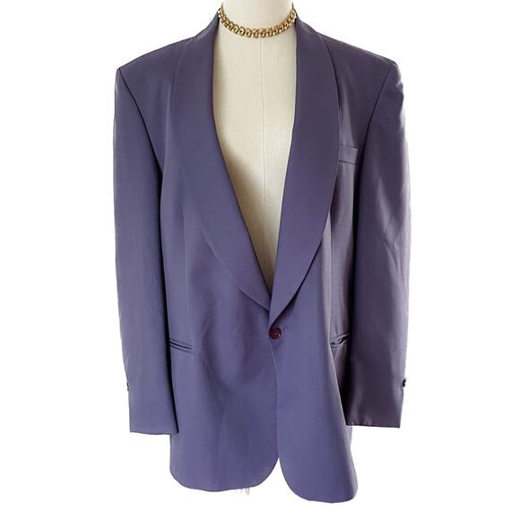 Vintage 70s purple shawl collar tuxedo formal evening jacket size 44R / XL - Picture 1 of 10